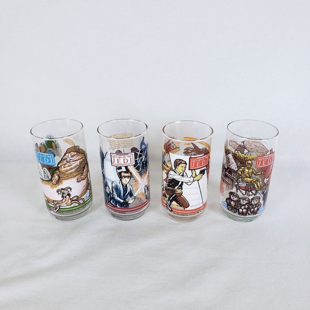 Vintage Burger King x Star Wars Glasses Set of 4 Return of the Jedi 1983